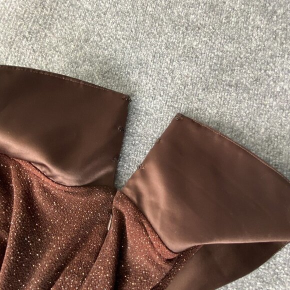 Patra Dress Womens 6 Brown Glitter Formal Gown Prom Satin Rhinestone Long - Picture 16 of 16